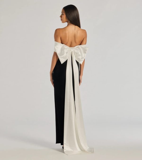 Verona Off-The-Shoulder Bow Back Velvet Formal Dress - Image 2