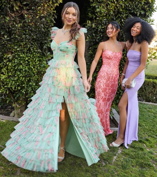 Reyna Corset Slit A-Line Floral Formal Dress - Image 6