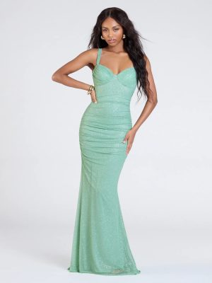 Jenna Lace-Up Ruched Mermaid Glitter Formal Dress