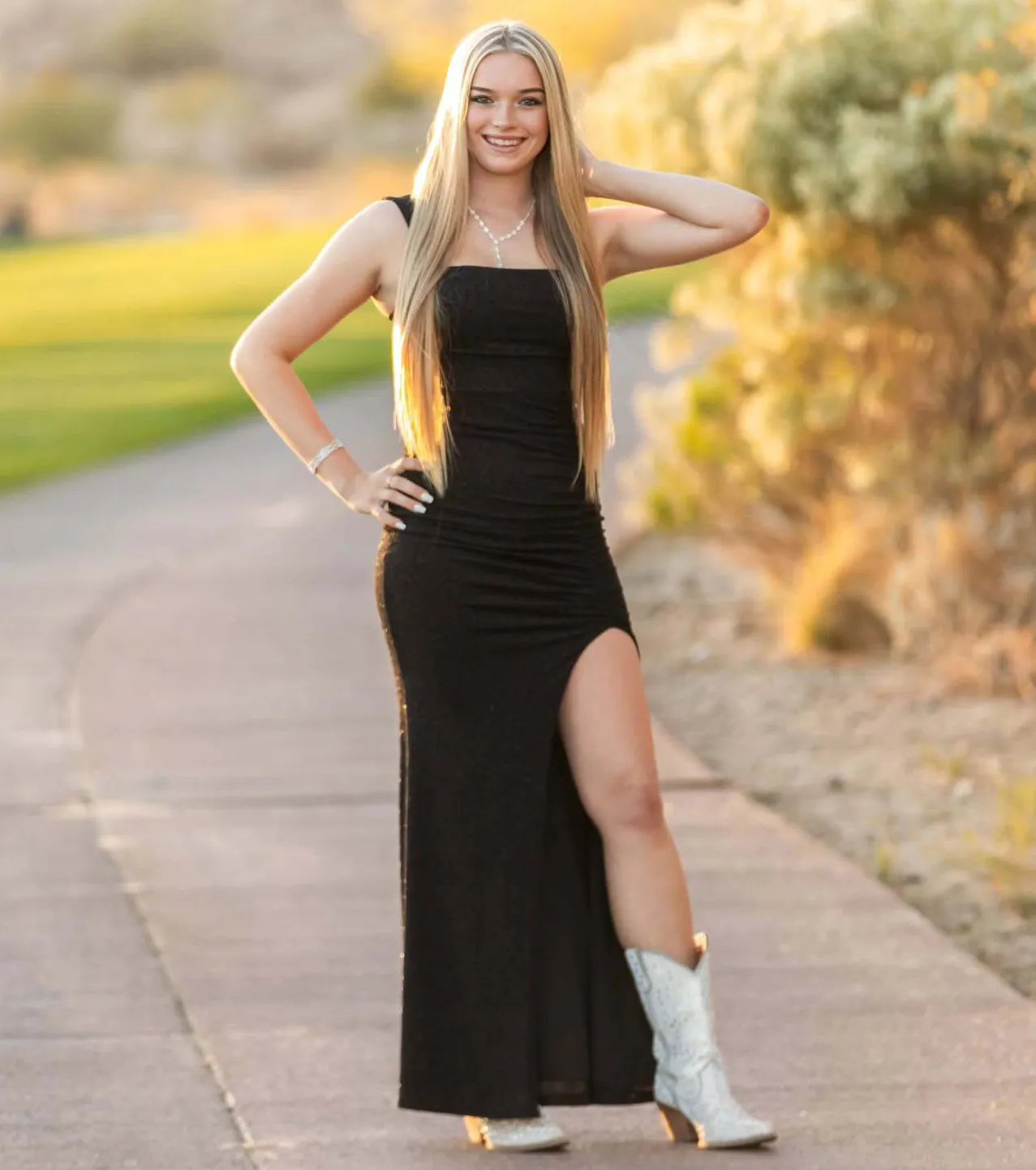 Devon Glitter Cutout High Slit Column Dress - Image 2