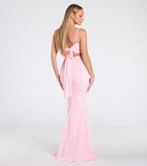 Jaymie Tie-Back Floral Velvet Mermaid Formal Dress - Image 2
