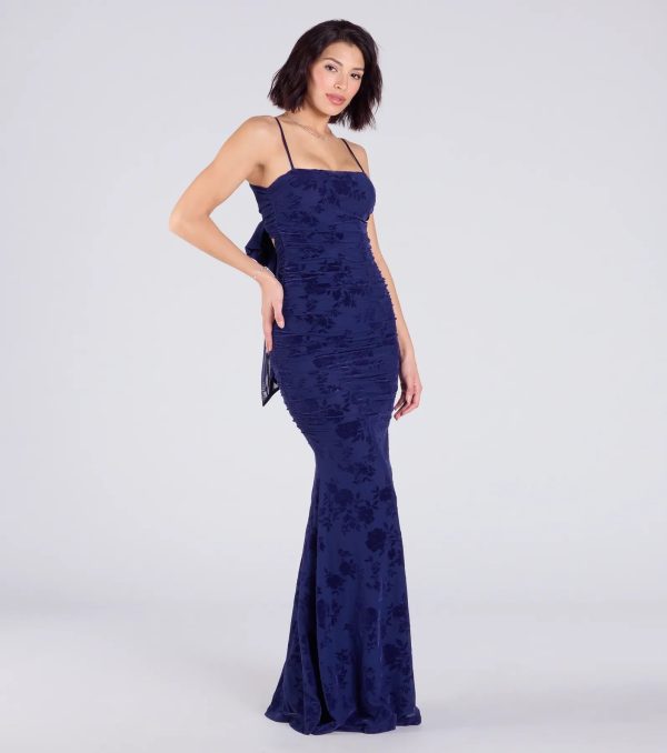 Jaymie Tie-Back Floral Velvet Mermaid Formal Dress - Image 5