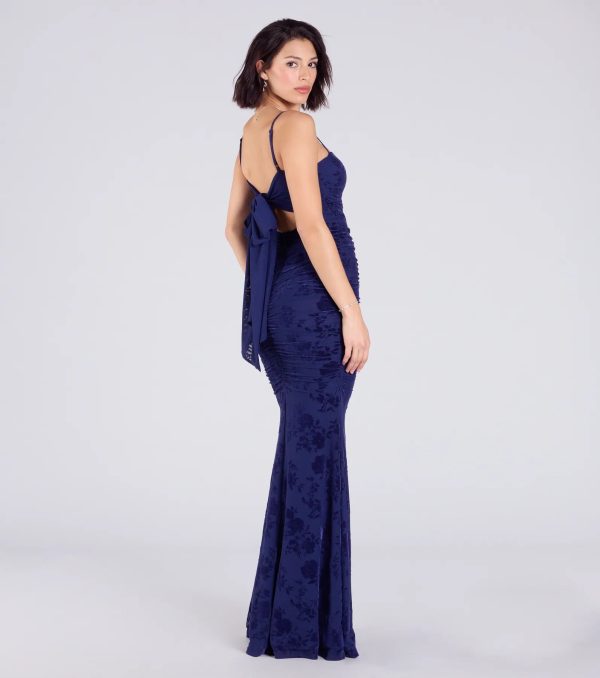 Jaymie Tie-Back Floral Velvet Mermaid Formal Dress - Image 6