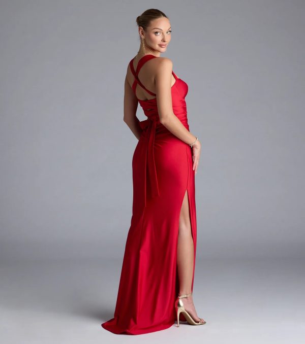 Whitney Lace-Up Slit Formal Dress - Image 2