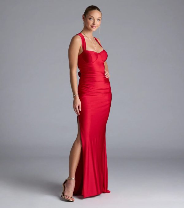 Whitney Lace-Up Slit Formal Dress - Image 4