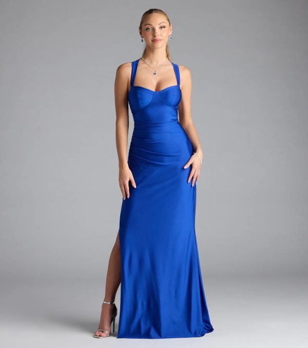 Whitney Lace-Up Slit Formal Dress - Image 5