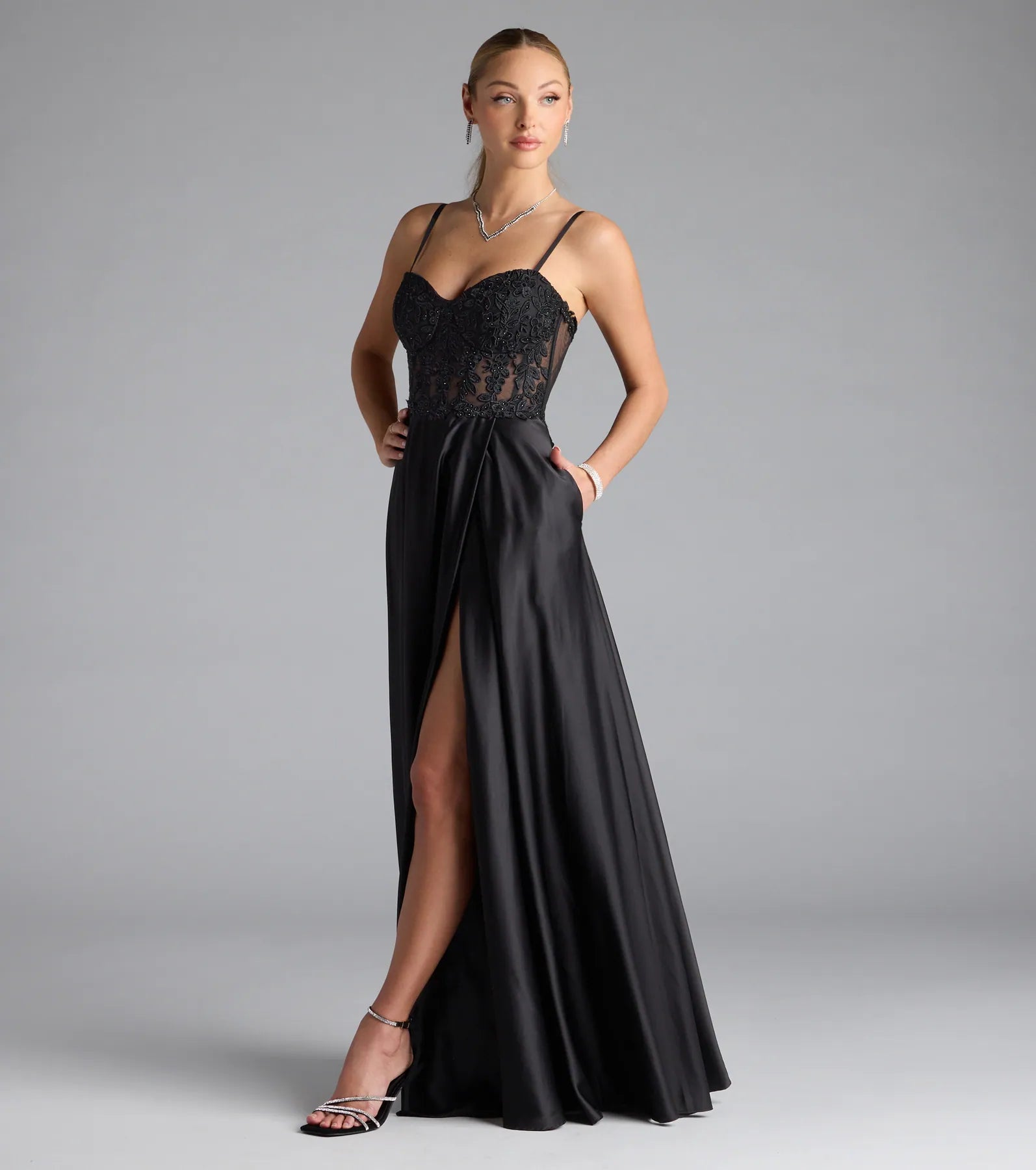 Antonina Sweetheart Corset A-Line Satin Formal Dress - Image 4