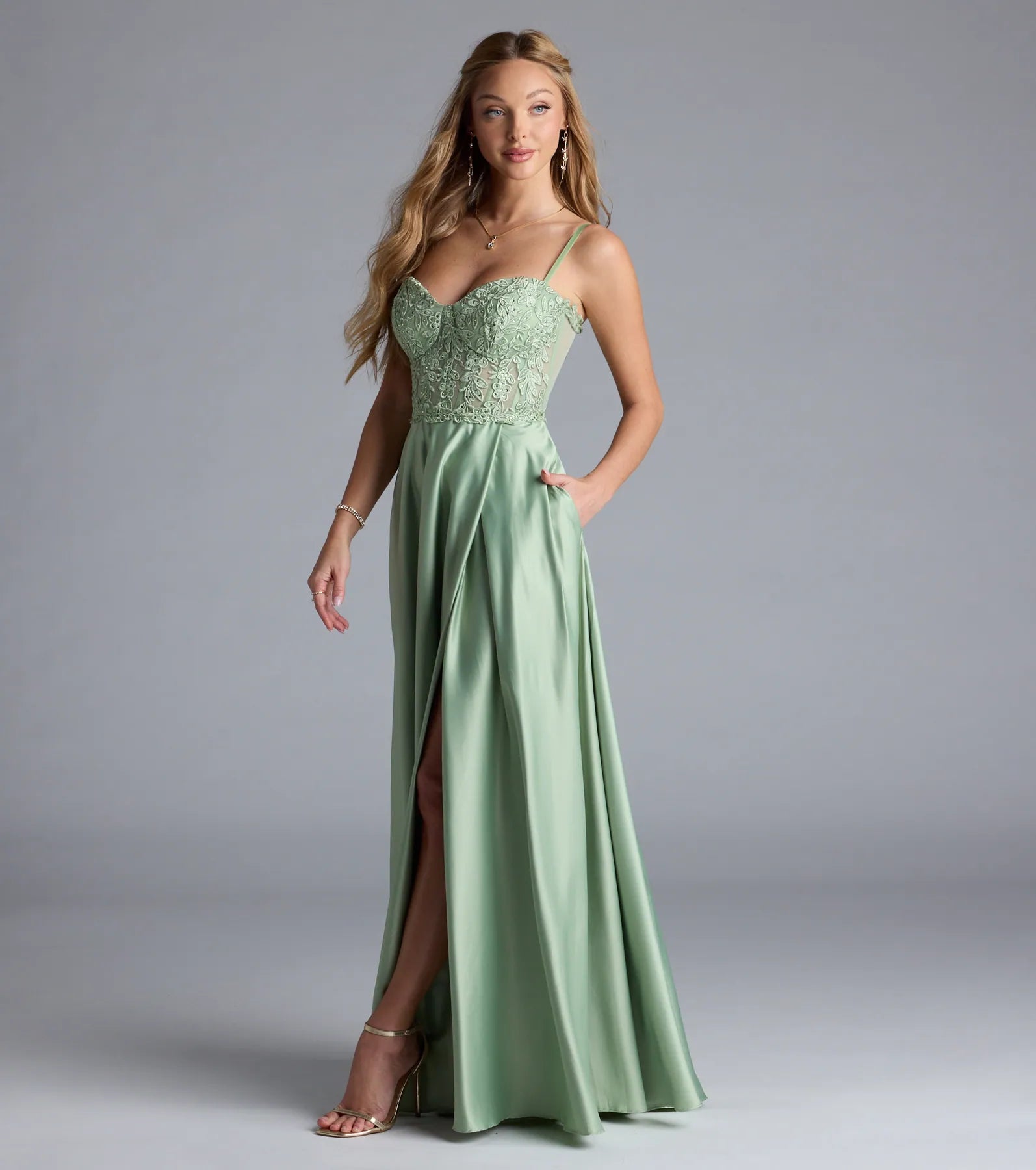 Antonina Sweetheart Corset A-Line Satin Formal Dress - Image 8