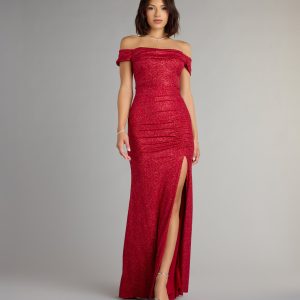 Alina Glitter Off-The-Shoulder Mermaid Formal Dress