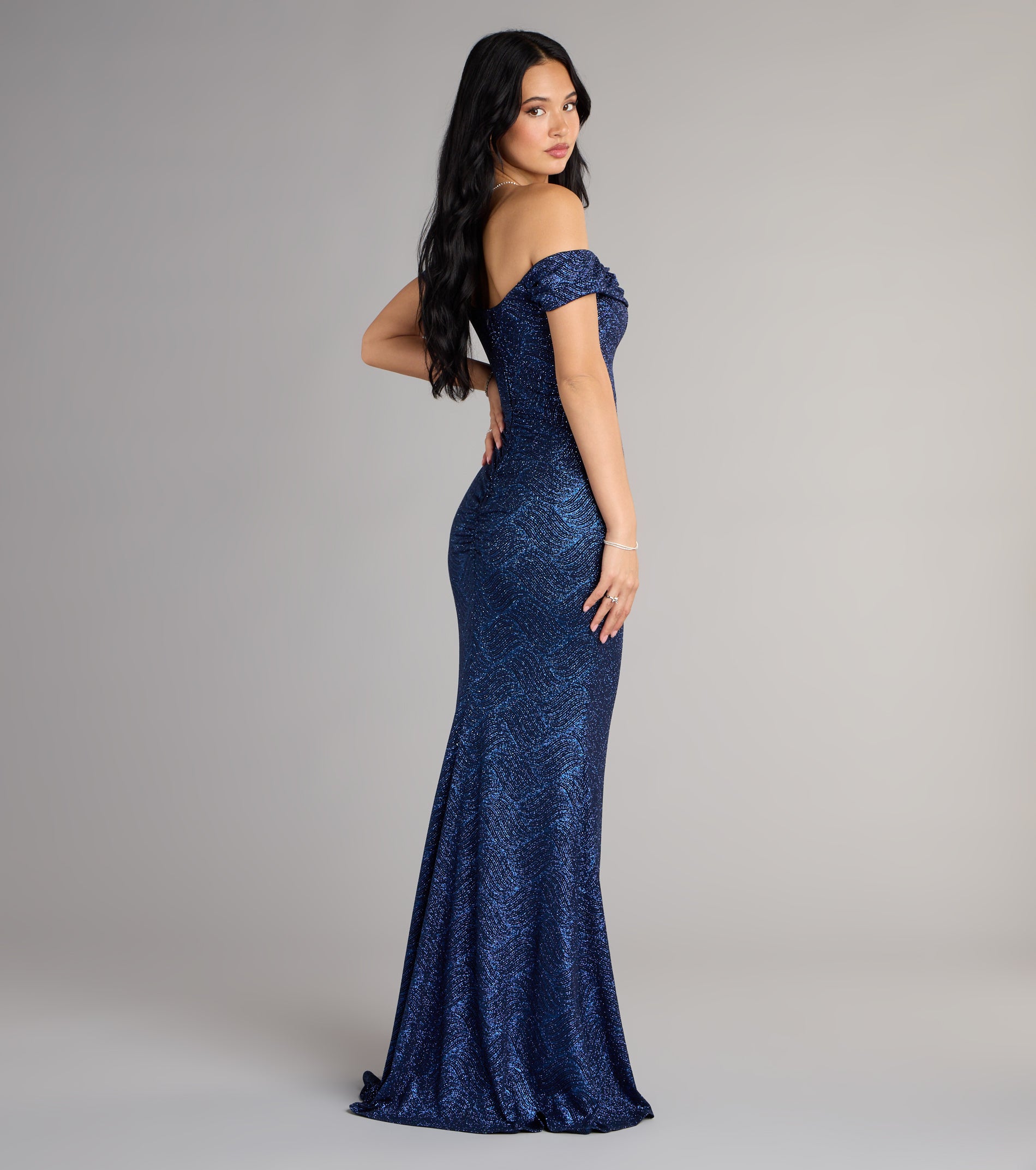Alina Glitter Off-The-Shoulder Mermaid Formal Dress - Image 6