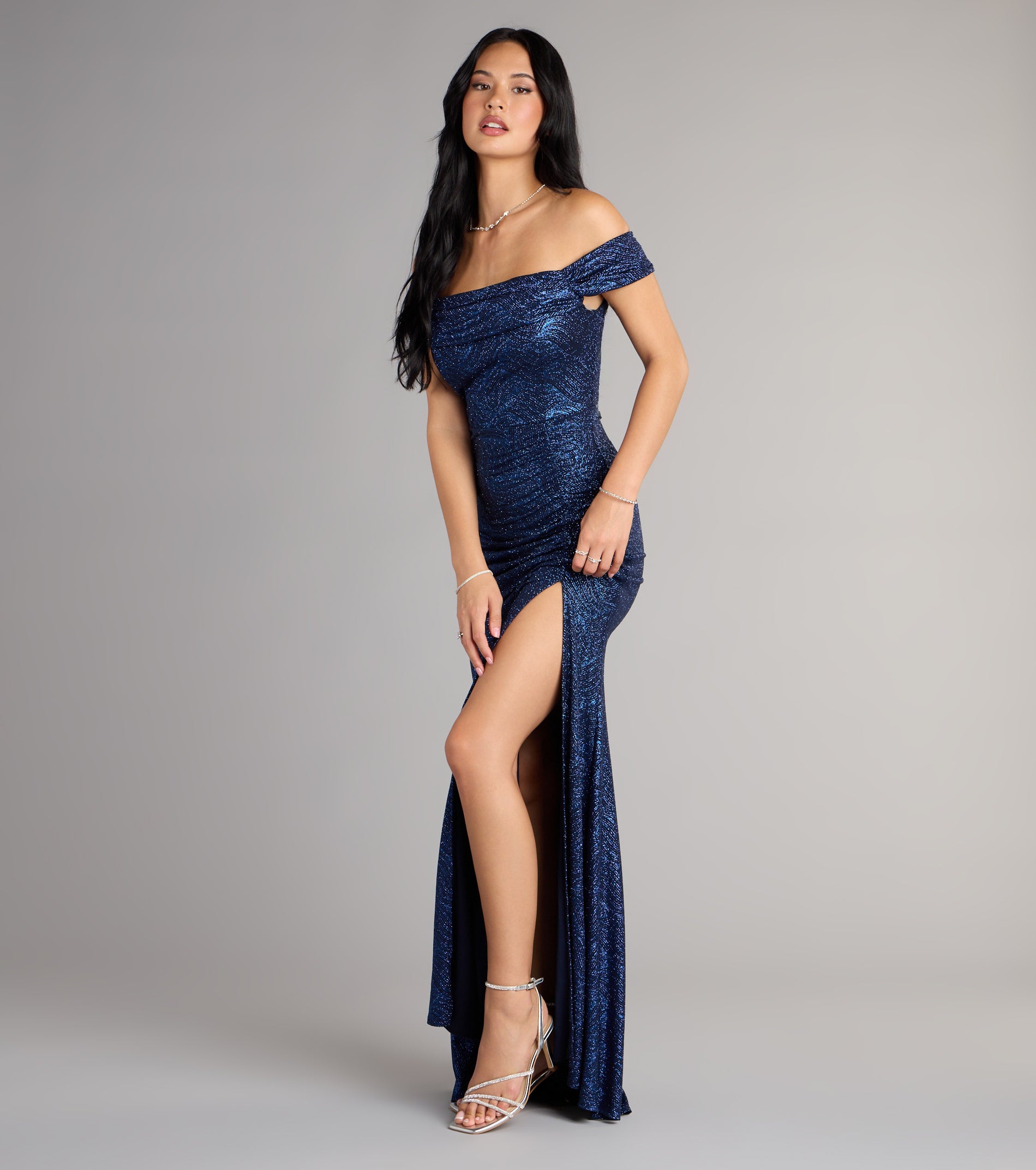 Alina Glitter Off-The-Shoulder Mermaid Formal Dress - Image 8