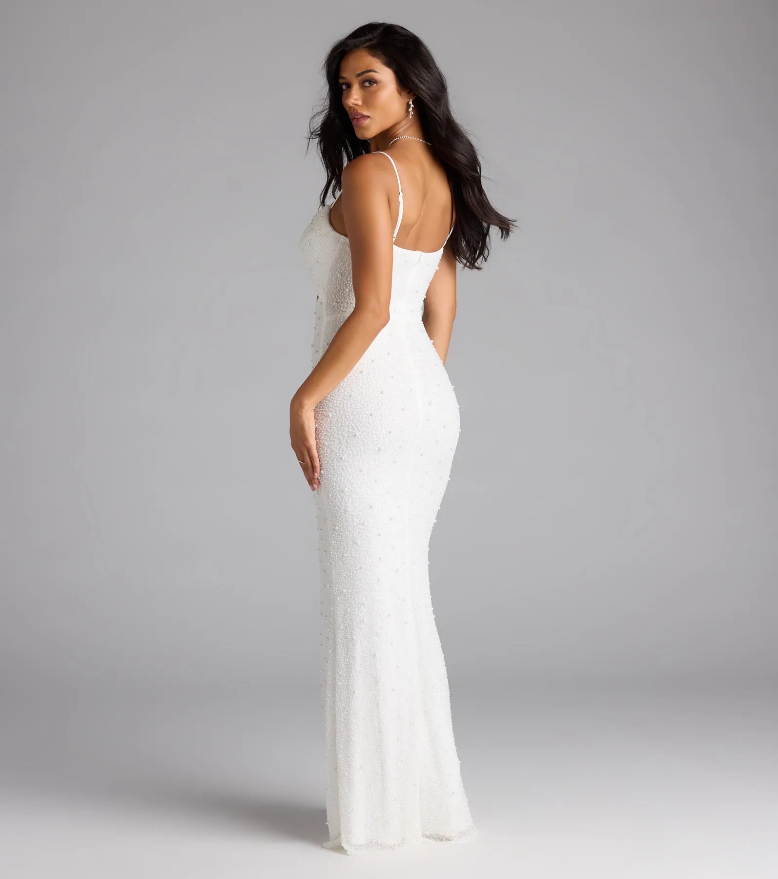 Marine Cutout Slit Mermaid Beaded Formal Dress - Image 2
