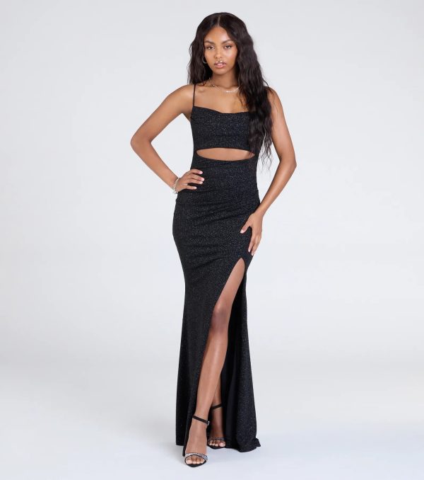 Harlow Cutout Slit Glitter Formal Dress - Image 5