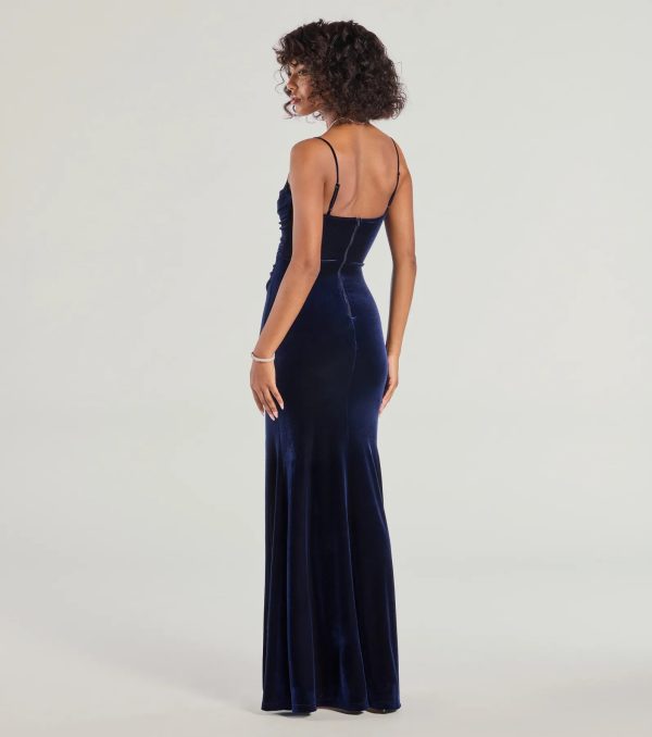 Giselle Sleeveless Slit Mermaid Velvet Formal Dress - Image 2