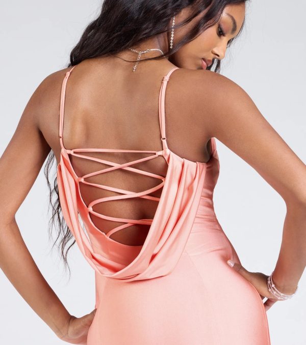 Lizzie Lace-Up Cowl Back Slit Formal Dress - Image 4