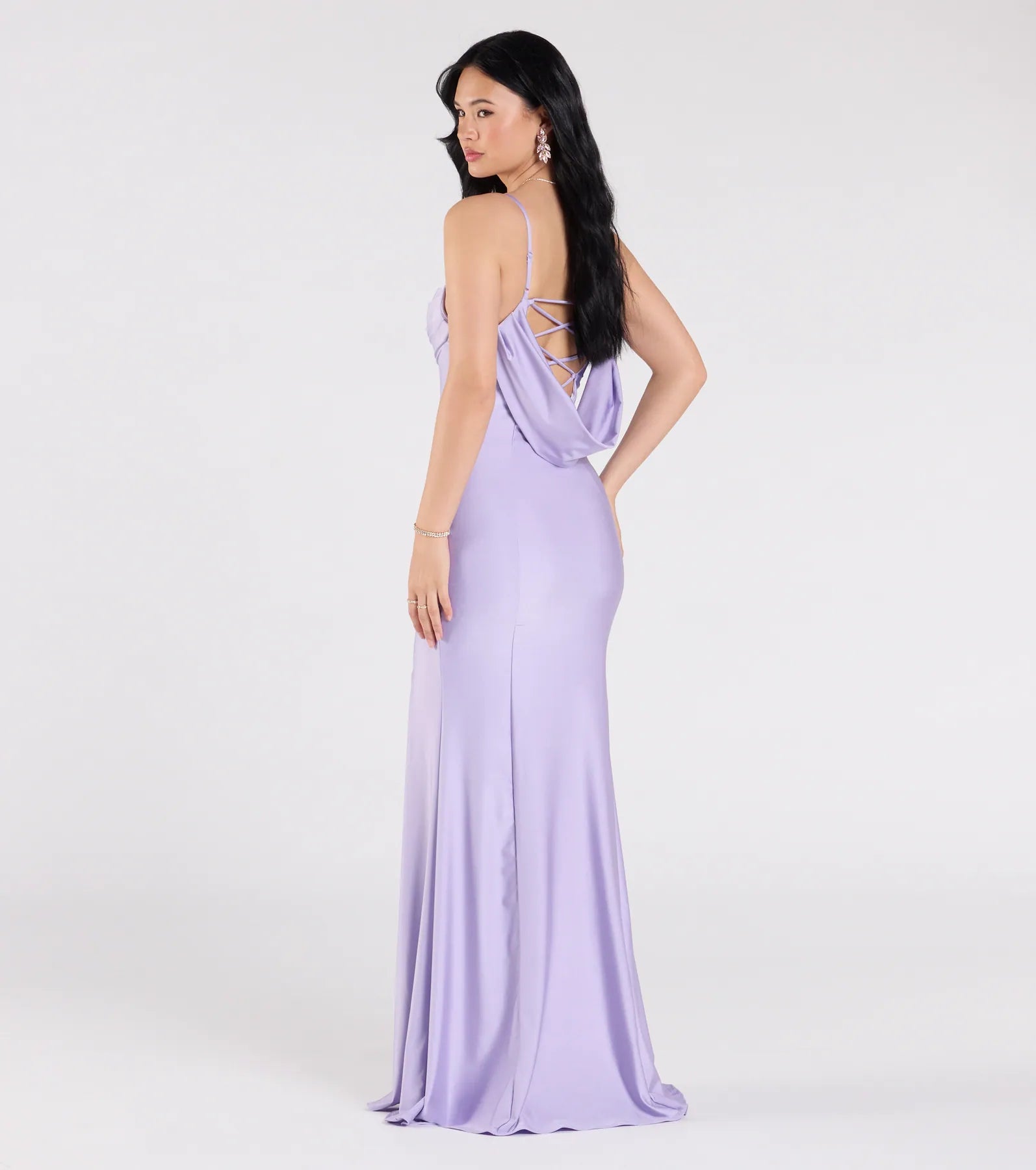 Lizzie Lace-Up Cowl Back Slit Formal Dress - Image 7