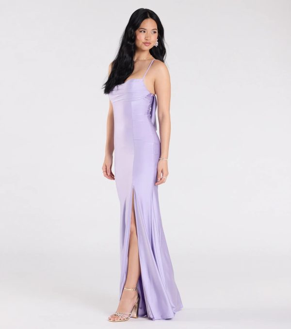 Lizzie Lace-Up Cowl Back Slit Formal Dress - Image 10