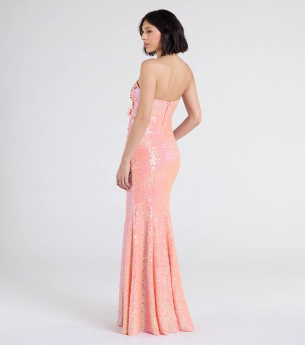 Minerva Strapless Floral Sequin Formal Dress - Image 2