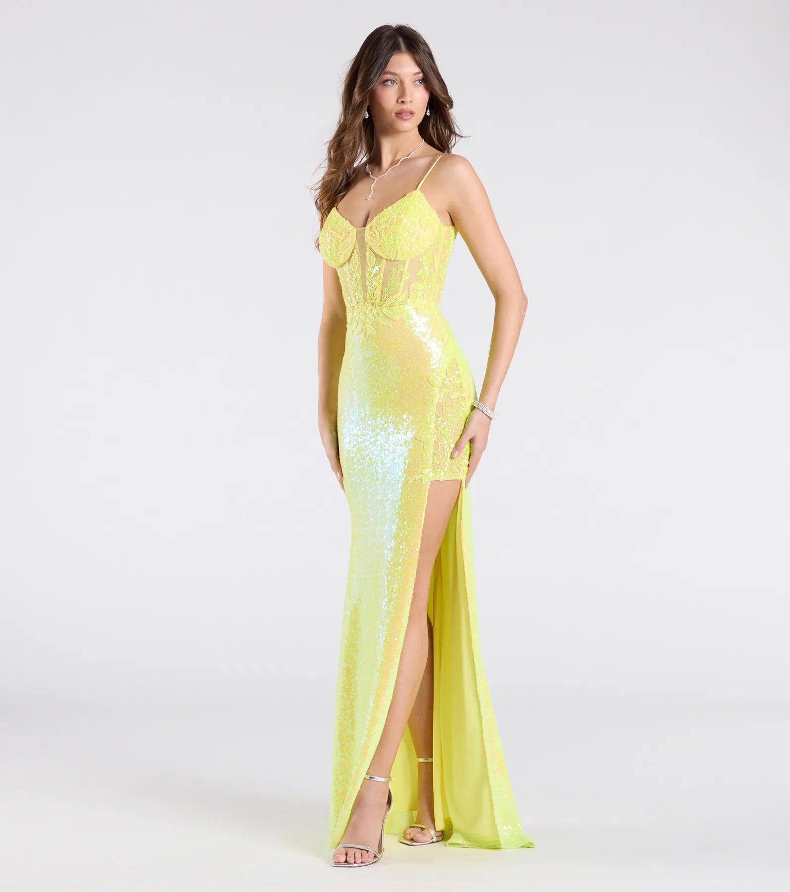 Antonia Lace-Up Corset Slit Sequin Formal Dress - Image 4