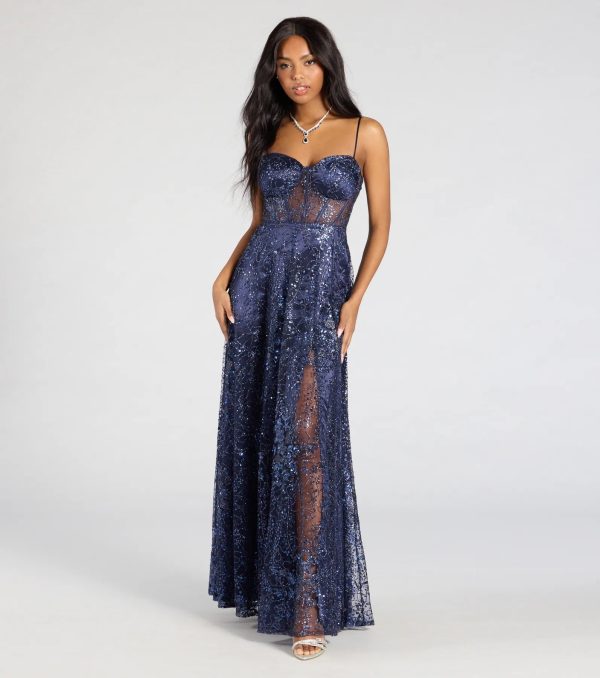 Lauren Sweetheart A-Line Glitter Sequin Dress - Image 5