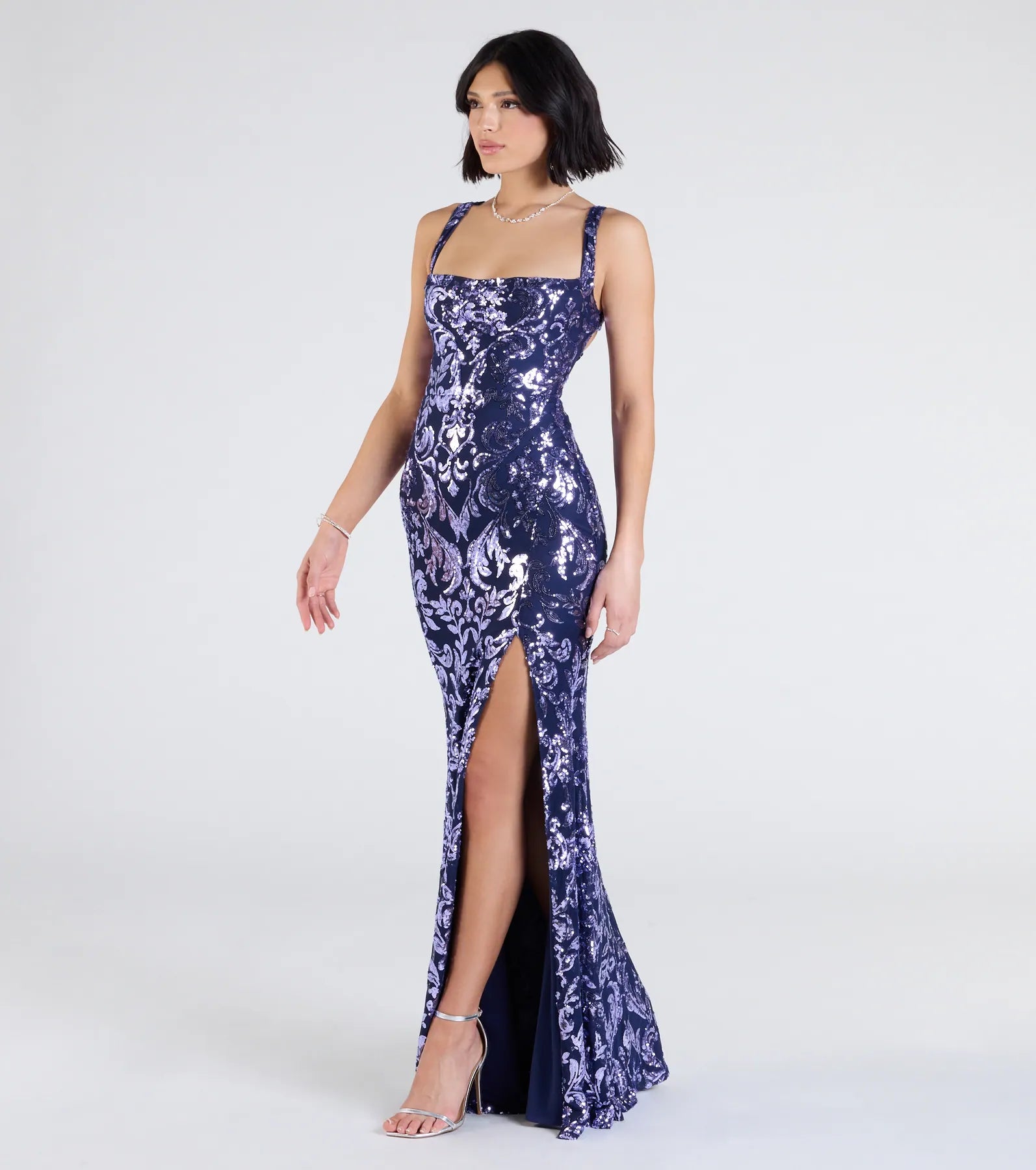 Moira Lace-Up Sequin Formal Dress - Image 13