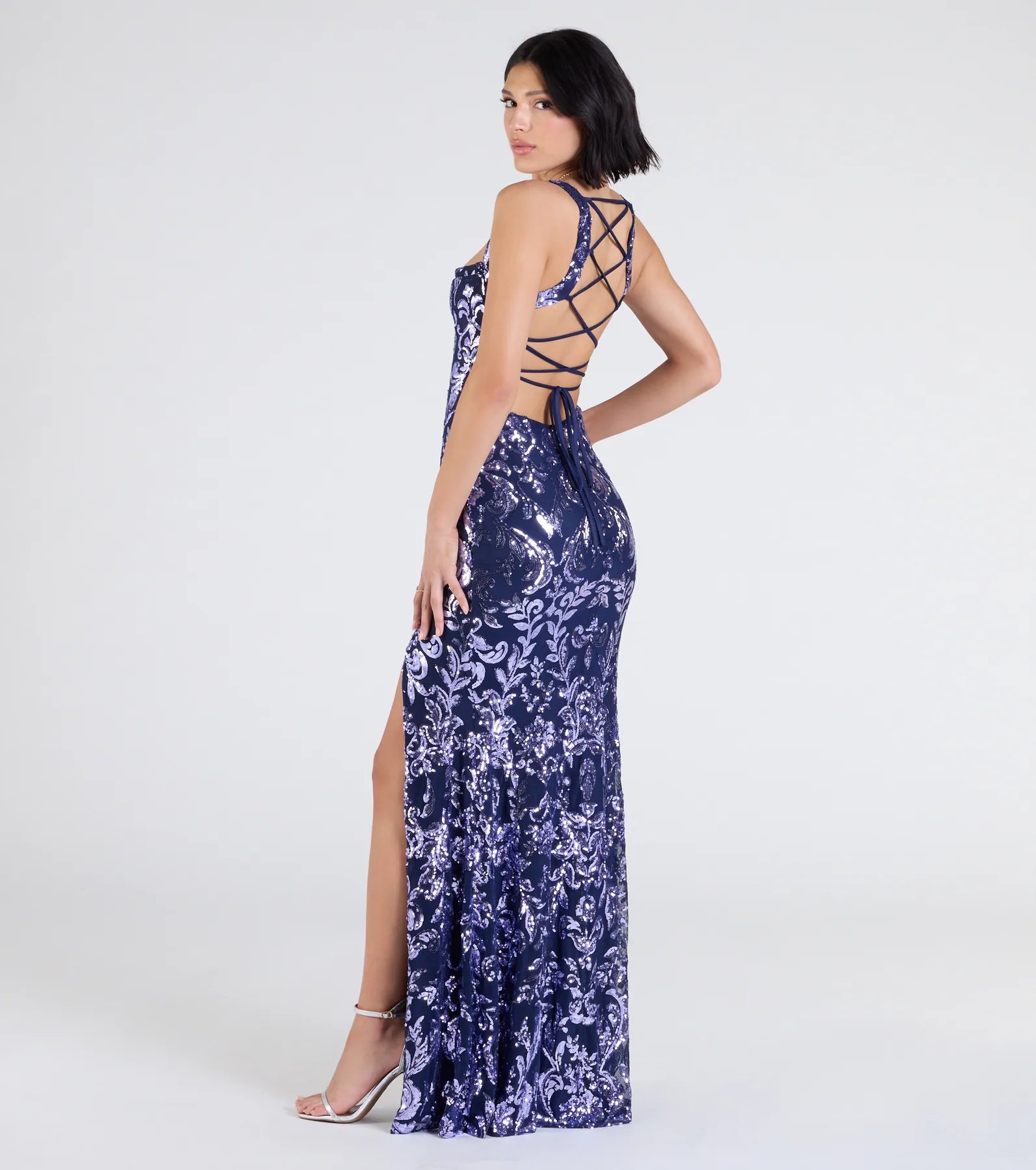 Moira Lace-Up Sequin Formal Dress - Image 14