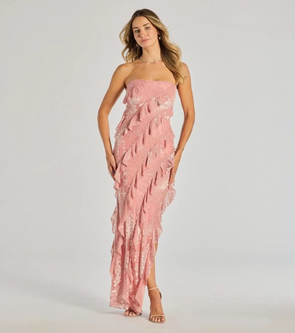 Brie Strapless Ruffled Slit Column Dress - Image 2