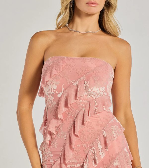 Brie Strapless Ruffled Slit Column Dress - Image 4