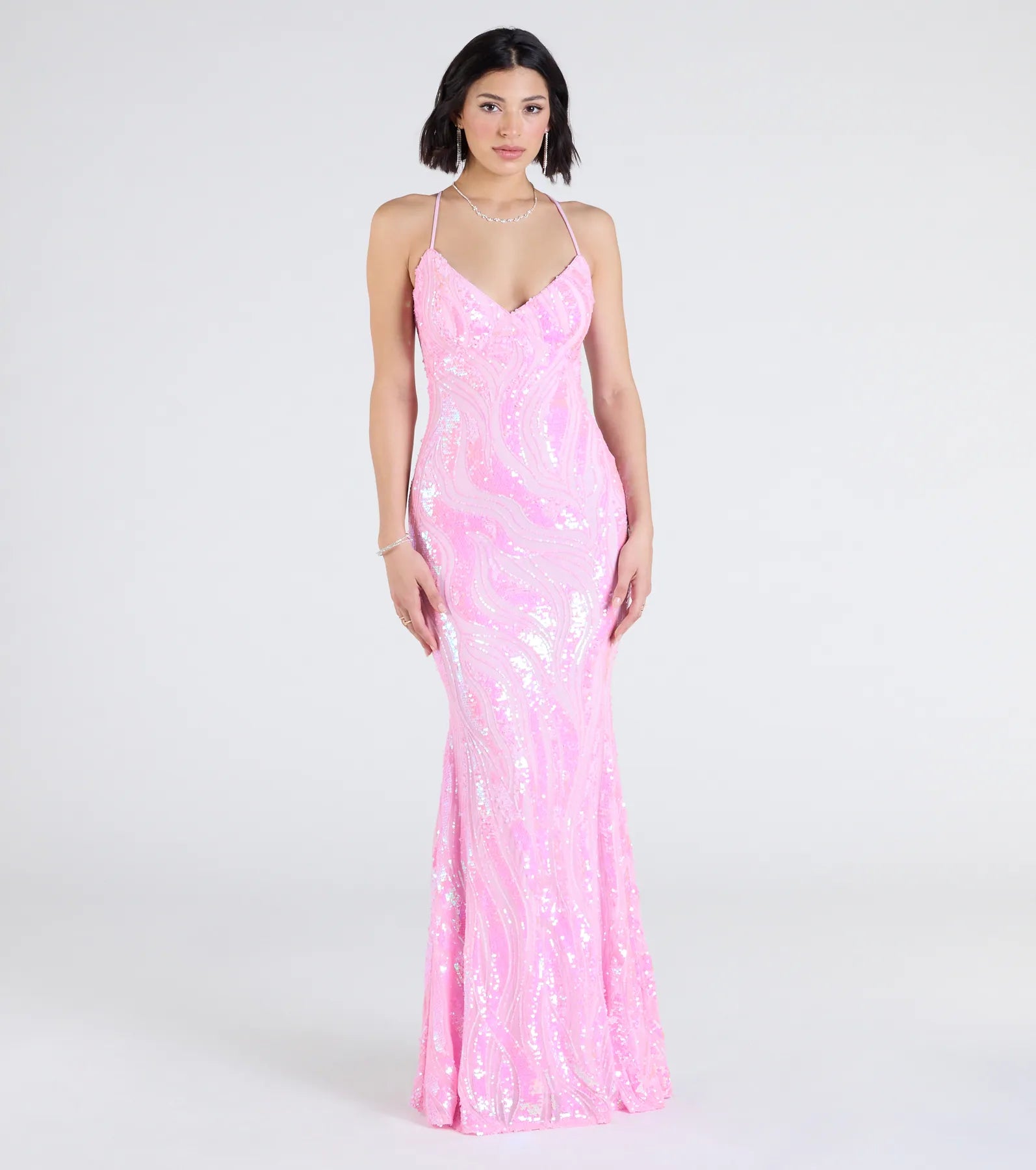 Acacia Iridescent Sequin Lace-Up Formal Dress - Image 5