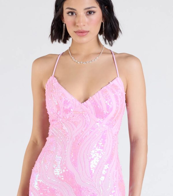 Acacia Iridescent Sequin Lace-Up Formal Dress - Image 8