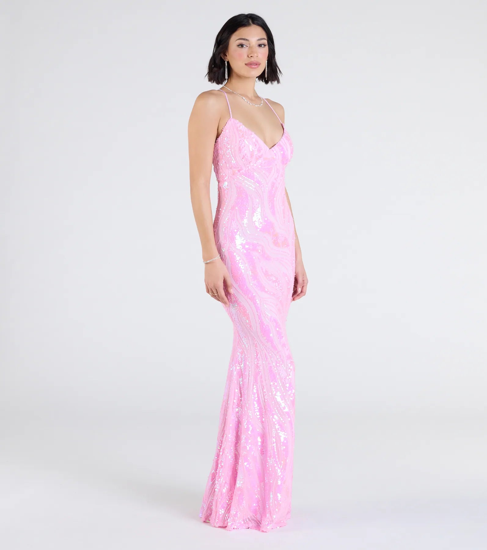 Acacia Iridescent Sequin Lace-Up Formal Dress - Image 9