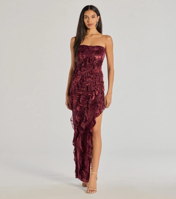 Brie Strapless Ruffled Slit Column Dress - Image 7