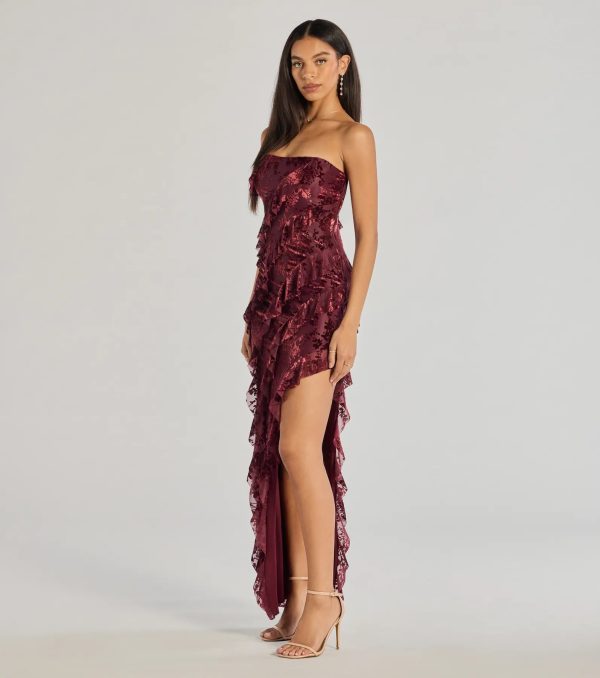 Brie Strapless Ruffled Slit Column Dress - Image 10