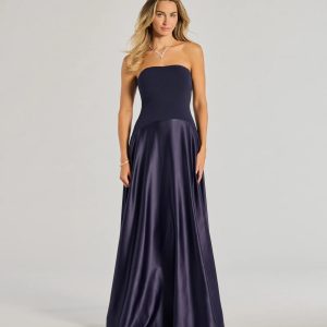 Madi Strapless Crepe Satin A-Line Formal Dress