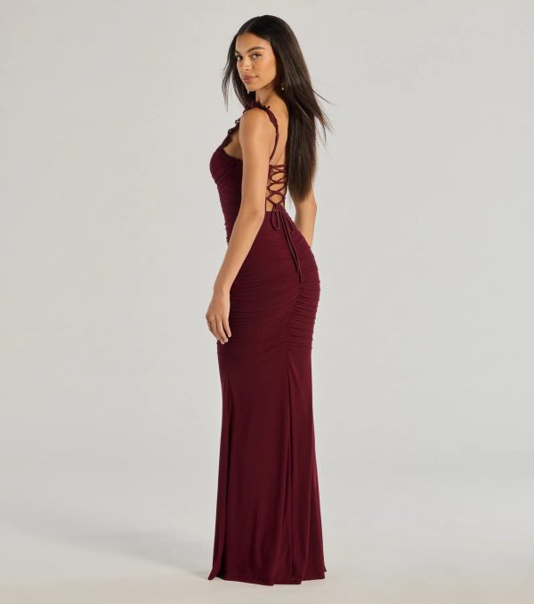 Morgana Lace-Up Ruched Mermaid Dress - Image 3