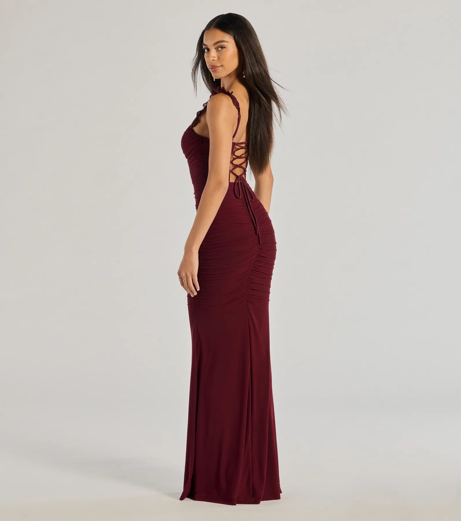 Morgana Lace-Up Ruched Mermaid Dress - Image 3