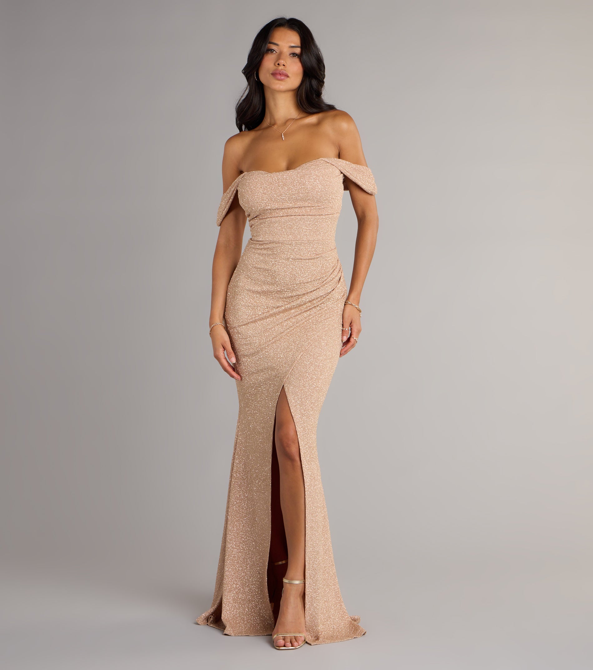 Airlie Formal Glitter Off-The-Shoulder Dress - Image 16
