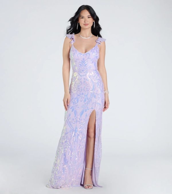 Estella V-Neck Column Long Sequin Formal Dress - Image 14