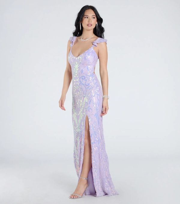 Estella V-Neck Column Long Sequin Formal Dress - Image 17