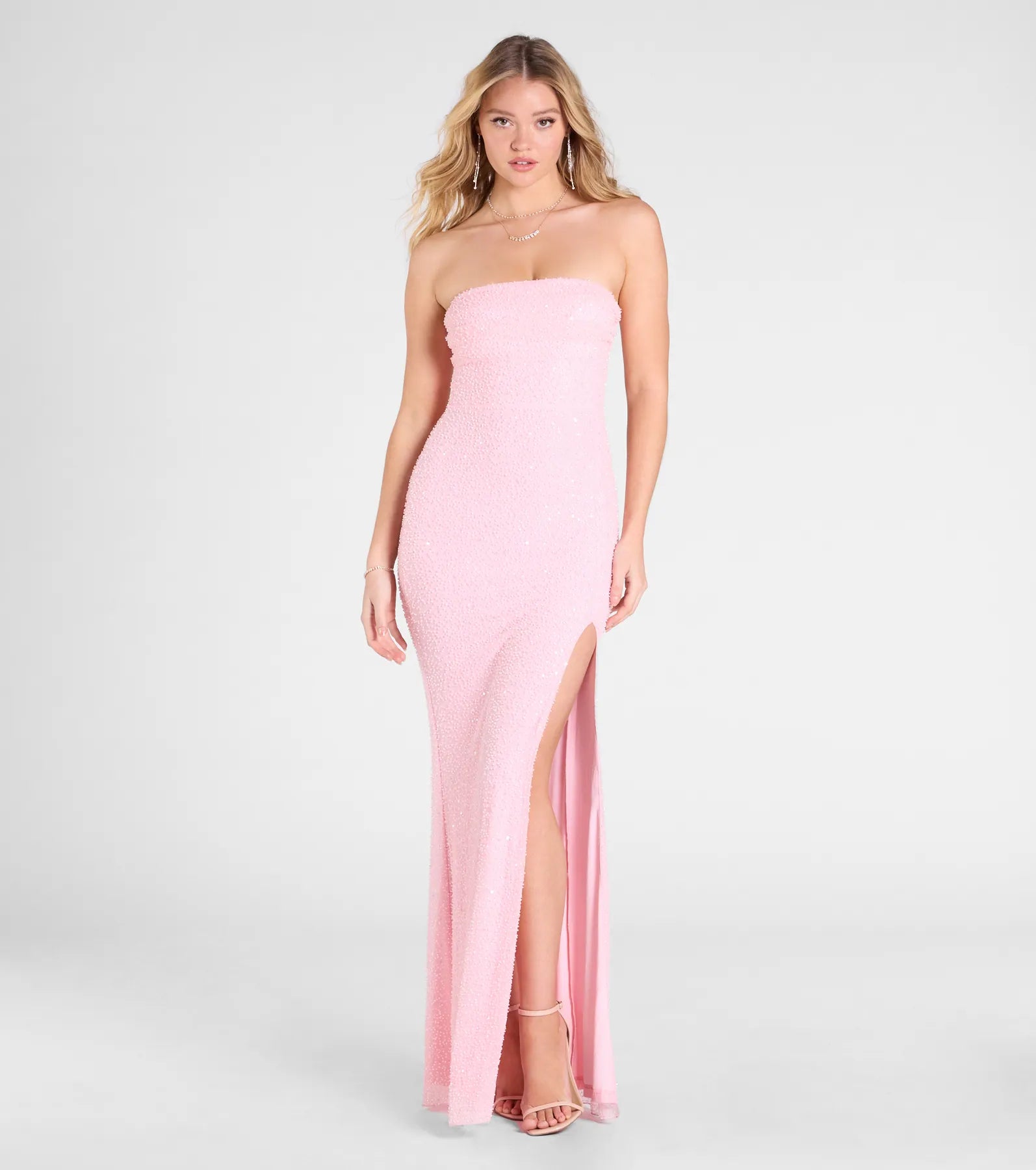 Cindy Beaded Strapless Column Formal Dress - Image 16
