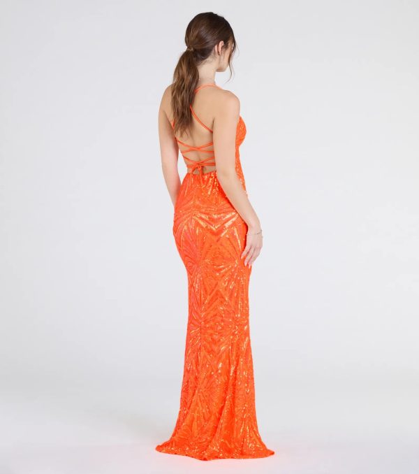 Lottie Sequin Lace-Up Mermaid Dress - Image 2