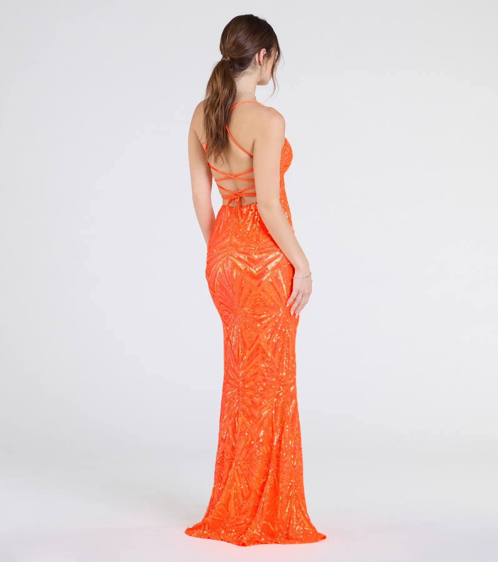 Lottie Sequin Lace-Up Mermaid Dress - Image 2