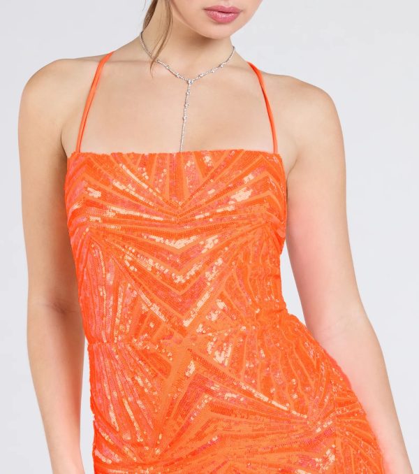 Lottie Sequin Lace-Up Mermaid Dress - Image 4