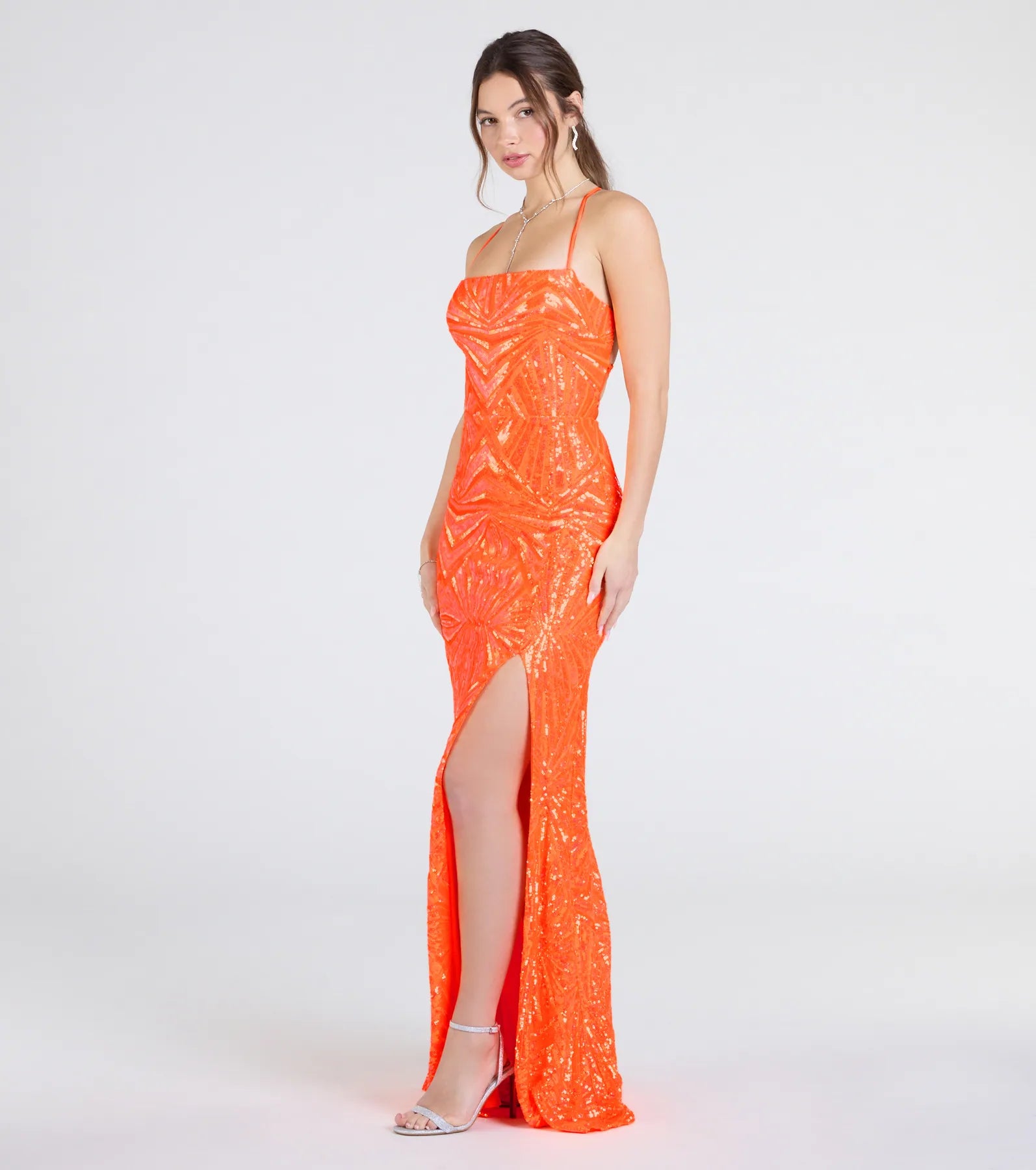 Lottie Sequin Lace-Up Mermaid Dress - Image 5