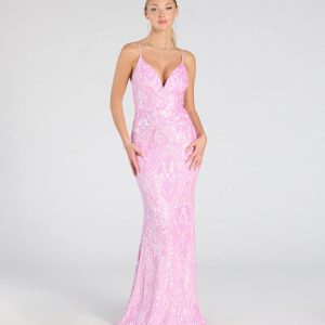 Kensie V-Neck Mermaid Sequin Formal Dress