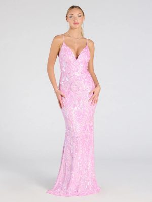 Kensie V-Neck Mermaid Sequin Formal Dress