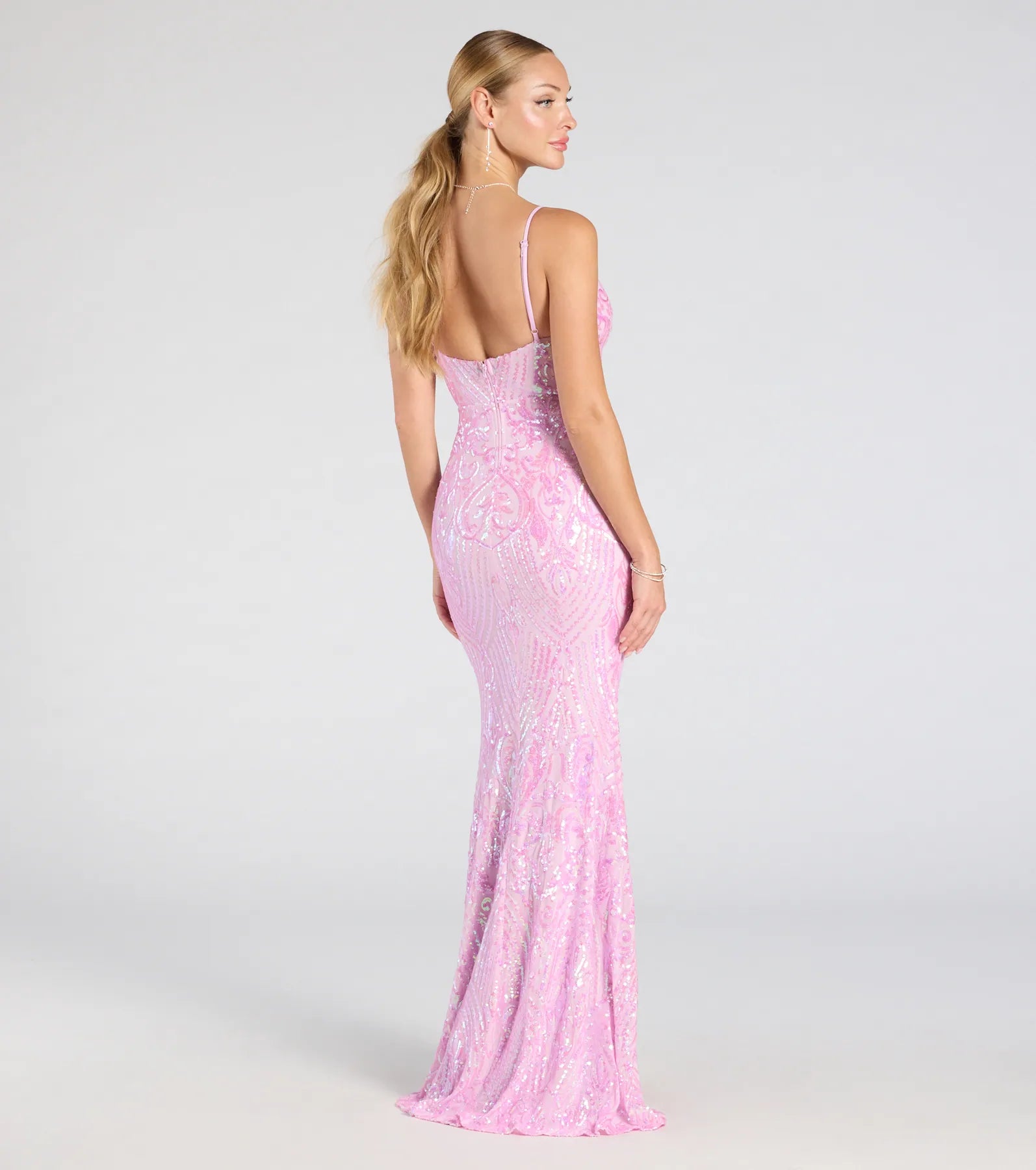 Kensie V-Neck Mermaid Sequin Formal Dress - Image 2