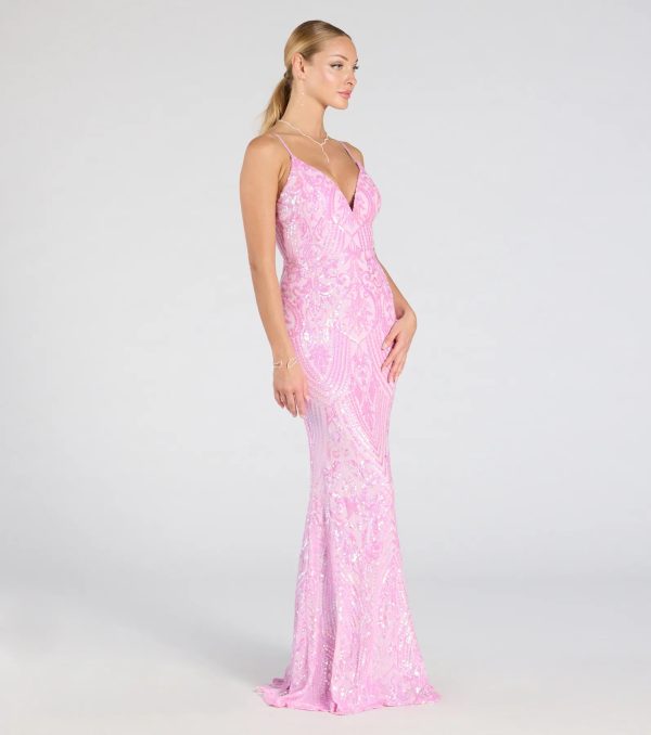 Kensie V-Neck Mermaid Sequin Formal Dress - Image 5
