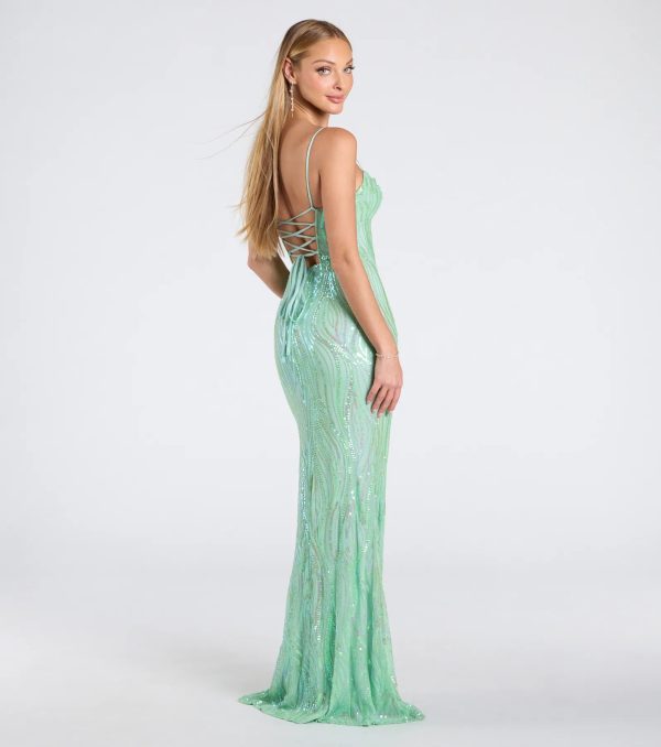 Ashleigh Lace-Up Corset Sequin Formal Dress - Image 6