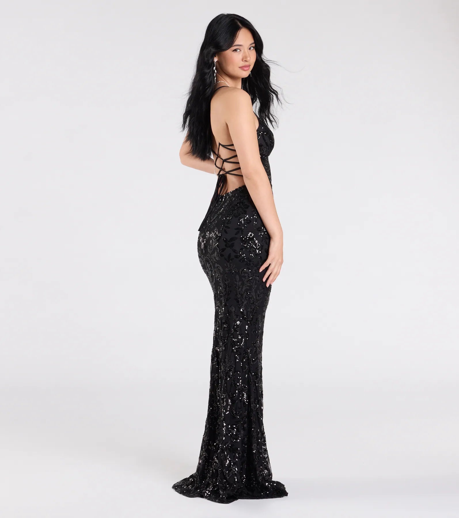 Gisela Lace-Up Bodycon Sequin Formal Dress - Image 2